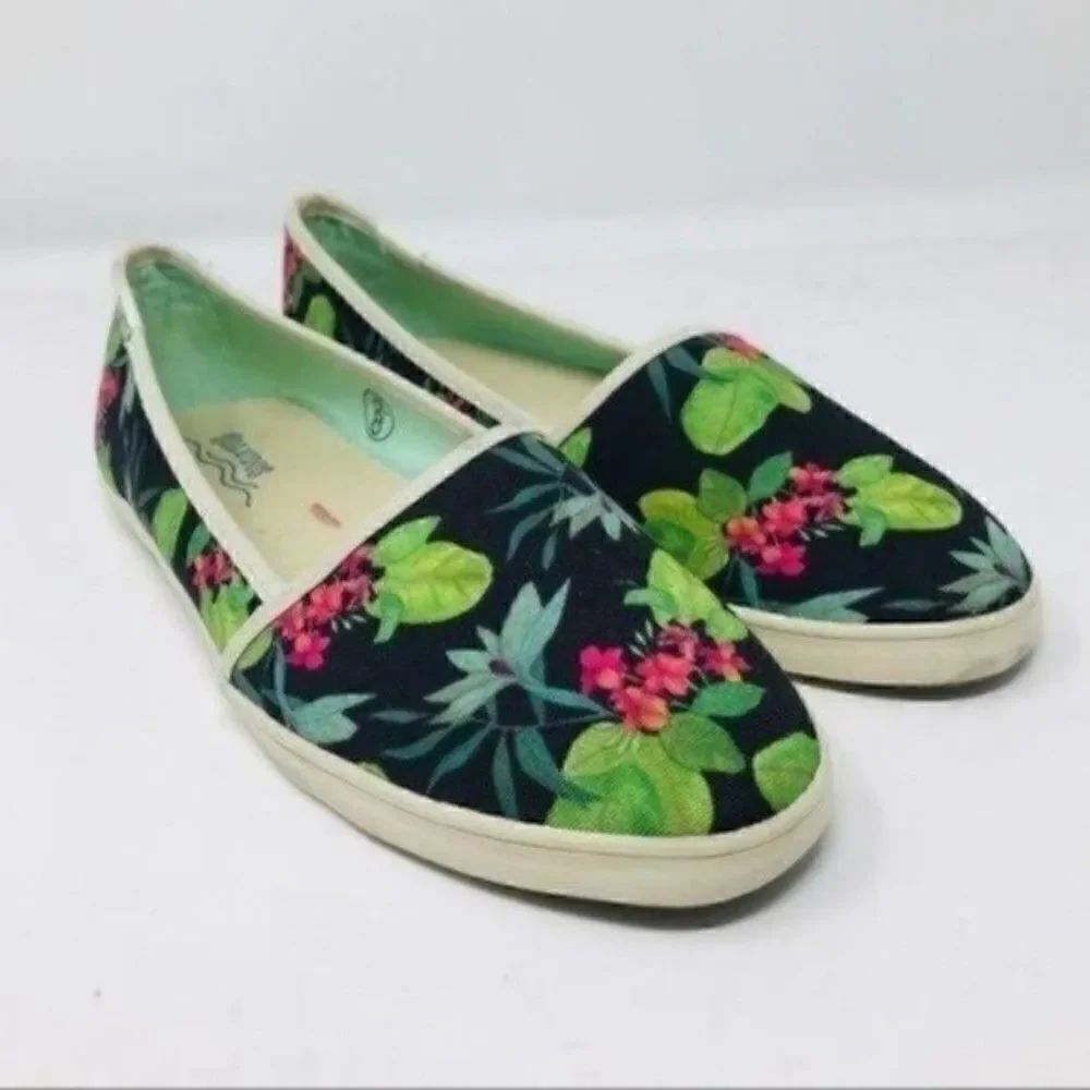 Soludos canvas flats tropical floral print slip on US 8 BoxG